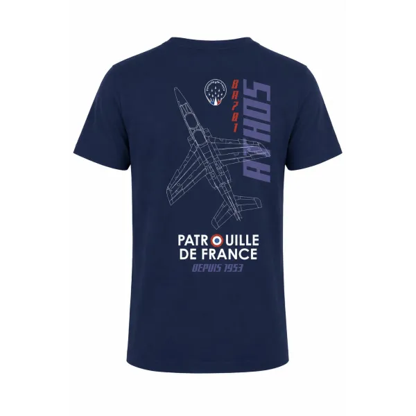 Illustration imprimée au dos du tshirt avec un Alpha Jet et une inscription ATHOS - Patrouille de France