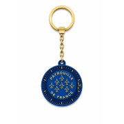 Porte-clé en métal doré avec visuel rond Patrouille de France au centre