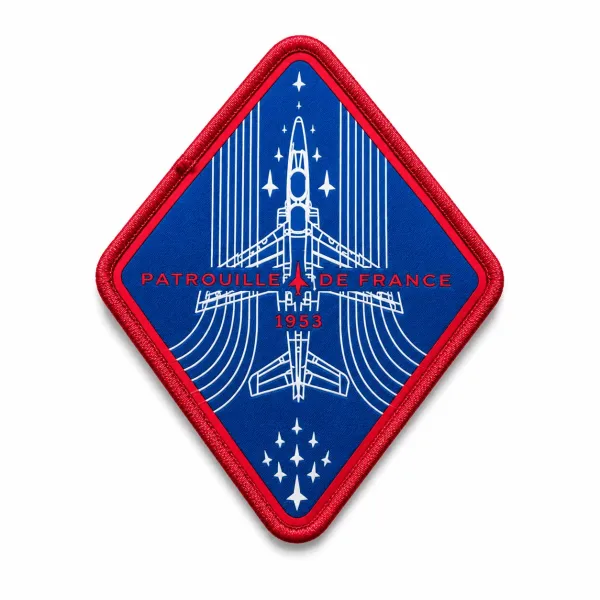 Patch en forme de losange, avec visuel d'avion blanc sur fond bleu marine