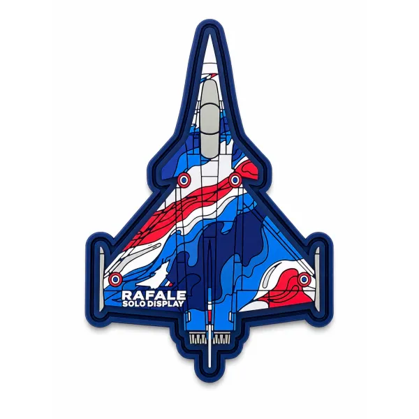 Magnet en plastique, découpé à la forme du Rafale Solo Display avec son habillage tricolore