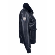 Blouson Femme en cuir Bleu Marine Todd Alpha - Redskins x Patrouille de France