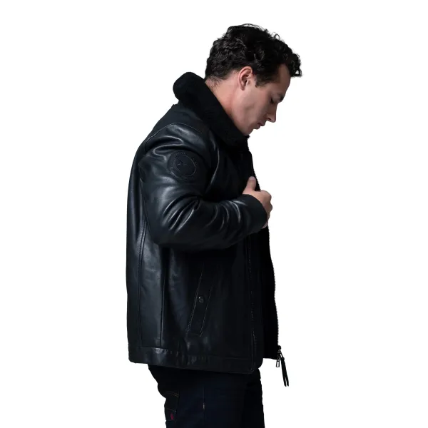 Blouson en Cuir Noir Jet French Atlas - Redskins x Armée de l'Air et de l'Espace