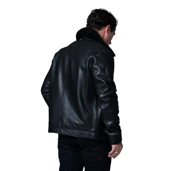 Blouson en Cuir Noir Jet French Atlas - Redskins x Armée de l'Air et de l'Espace