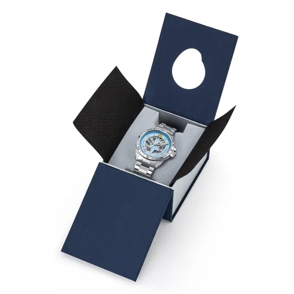 Montre Athos 8 Automatique - Cadran Bleu Clair et Bracelet Acier