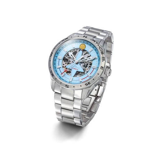 Montre Athos 8 Automatique - Cadran Bleu Clair et Bracelet Acier