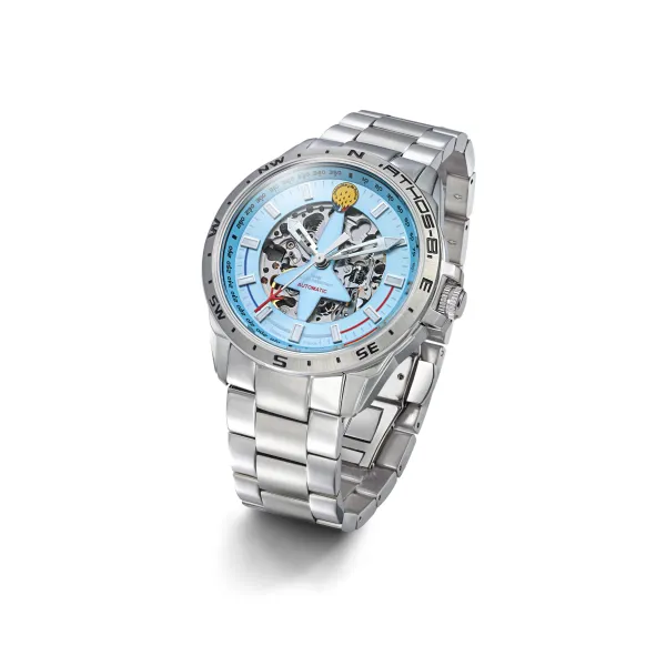 Montre Athos 8 Automatique - Cadran Bleu Clair et Bracelet Acier