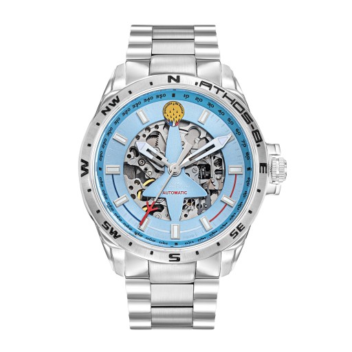 Montre Athos 8 Automatique - Cadran Bleu Clair et Bracelet Acier