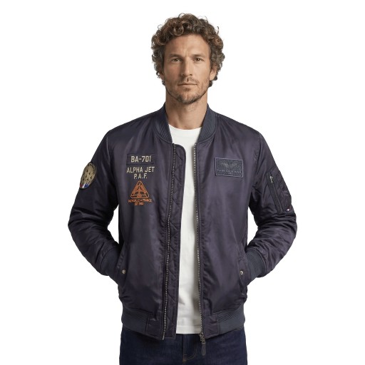 Bombers bleu avec marquages Alpha Jet sur le torse