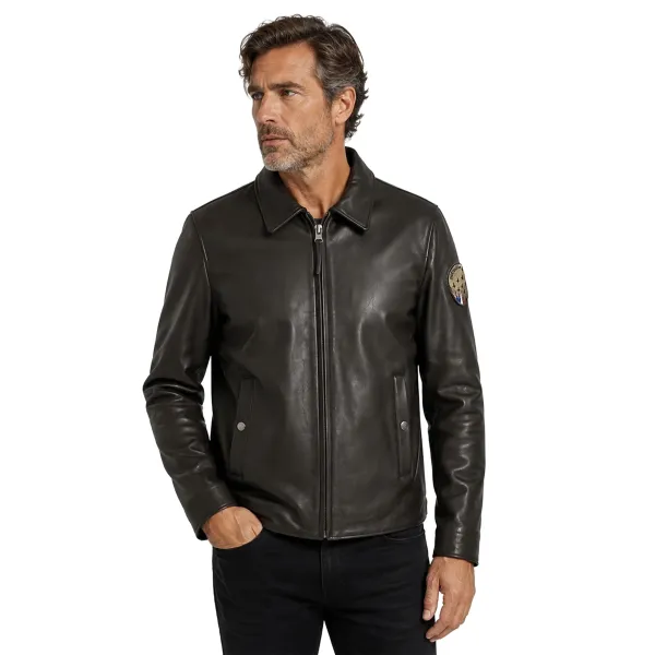 Blouson en Cuir Marron Guard Ycon - Redskins x Patrouille de France