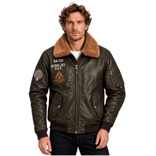 Blouson en Cuir Kaki MA-1 Alpha - Redskins x Patrouille de France
