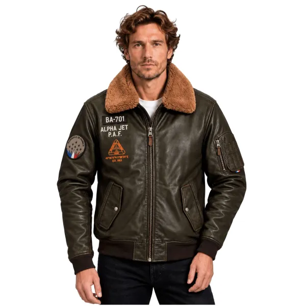 Blouson en Cuir Kaki MA-1 Alpha - Redskins x Patrouille de France