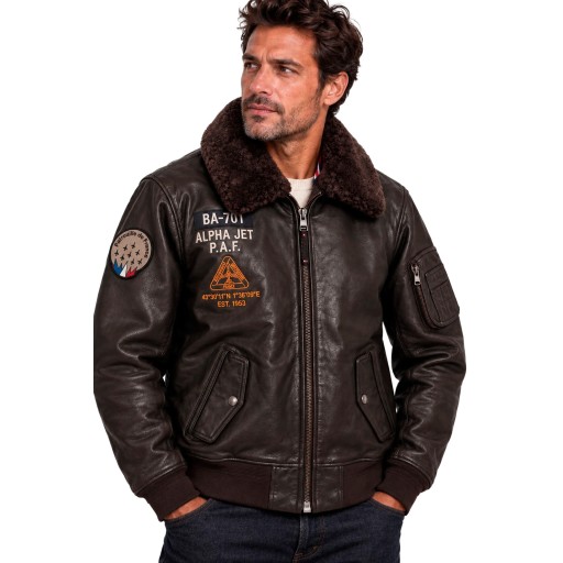 Blouson en Cuir Marron MA-1 Alpha - Redskins x Patrouille de France