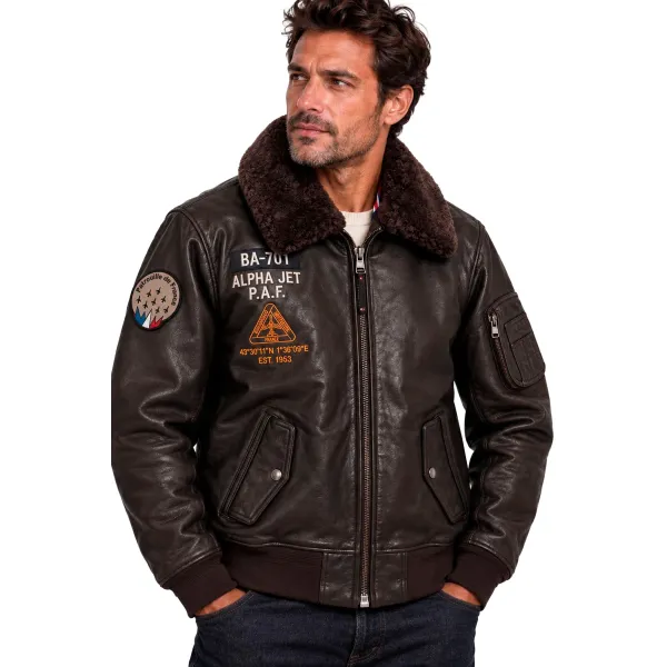 Blouson en Cuir Marron MA-1 Alpha - Redskins x Patrouille de France