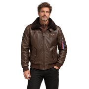 Blouson en Cuir Café Rafal 2.0 Ycon - Redskins x Patrouille de France