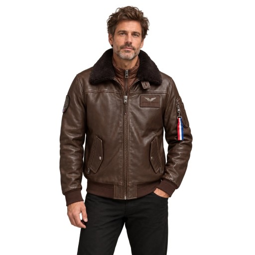 Blouson en Cuir Café Rafal 2.0 Ycon - Redskins x Patrouille de France