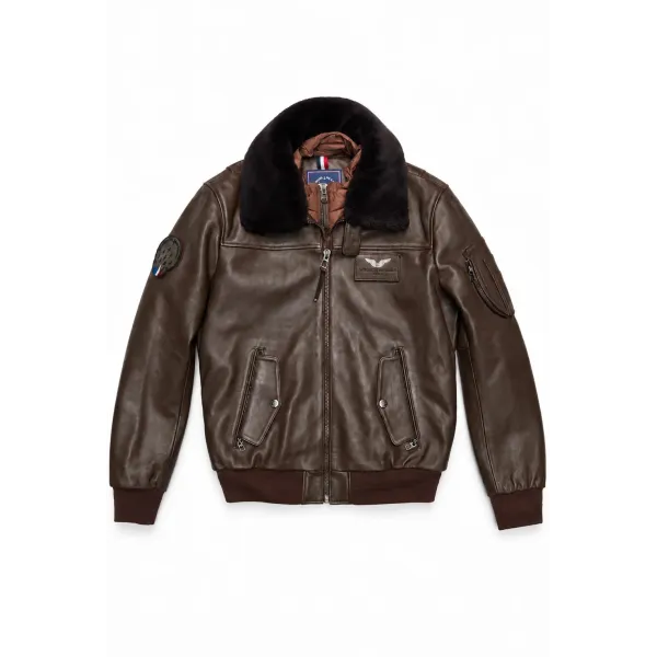 Blouson en Cuir Café Rafal 2.0 Ycon - Redskins x Patrouille de France