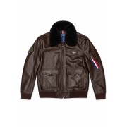 Blouson en Cuir Marron Pilote Arizona - Redskins x Patrouille de France