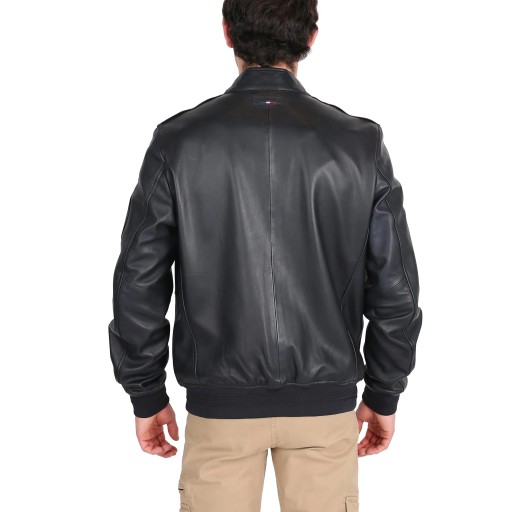 Blouson en Cuir Bleu Marine foncé Opium Napoli - Redskins x Patrouille de France