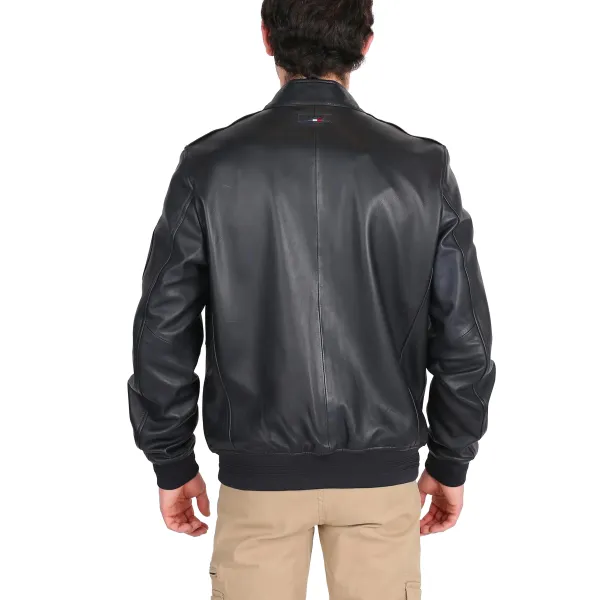 Blouson en Cuir Bleu Marine foncé Opium Napoli - Redskins x Patrouille de France