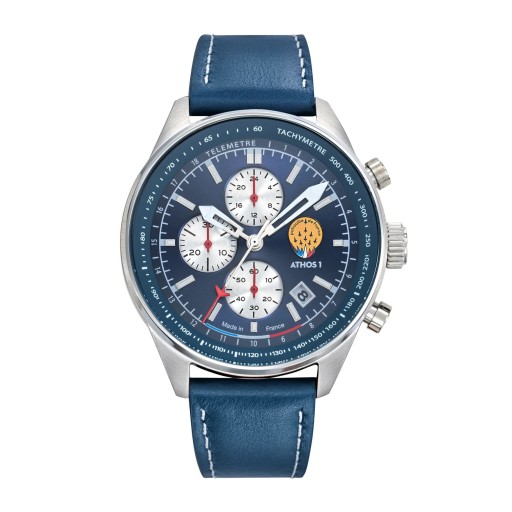 Montre Athos 1 - Chronographe Quartz Cuir Bleu