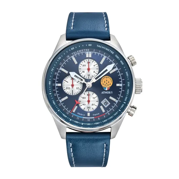 Montre Athos 1 - Chronographe Quartz Cuir Bleu