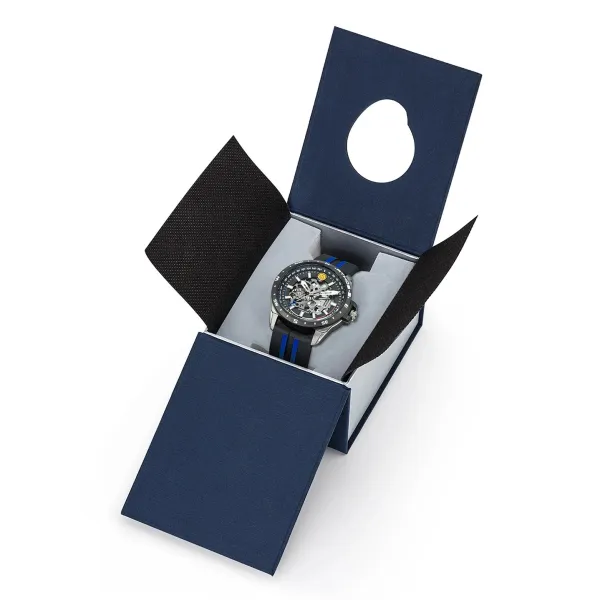 Montre Athos 5 Automatique - Bracelet Silicone Noir et Bleu