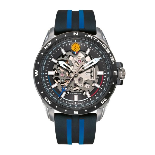 Montre Athos 5 Automatique - Bracelet Silicone Noir et Bleu