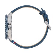 Montre Athos 6 Automatique - Cadran gris et bracelet Cuir Bleu