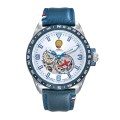 Montre Athos 6 Automatique - Cadran gris et bracelet Cuir Bleu