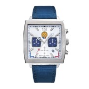 Montre Athos 7 - Chronographe Gris et Bleu Bracelet Tissé