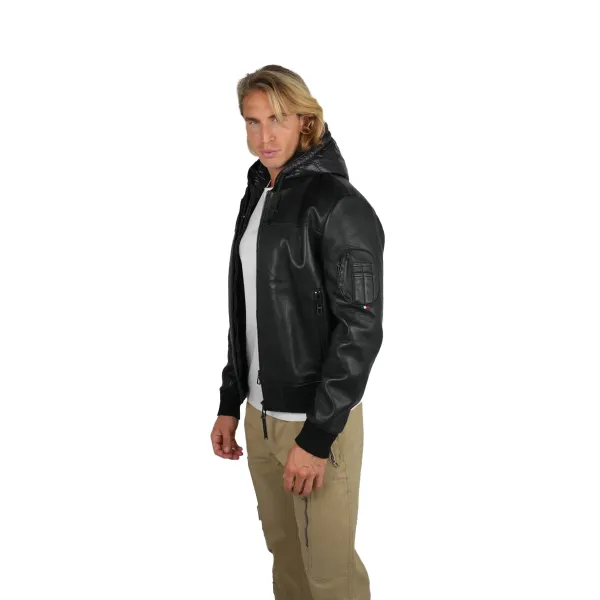 Blouson en Cuir Noir Stone Air - Redskins x Patrouille de France