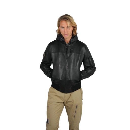 Blouson en Cuir Noir Stone Air - Redskins x Patrouille de France