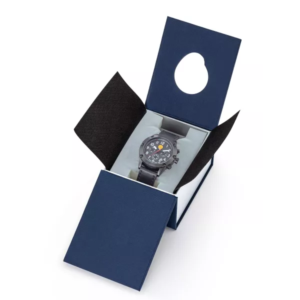 Coffret bleu marine, écrin de la montre.