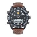 Montre Athos 1 Chrono Alarme - Cadran Noir et Cuir Marron